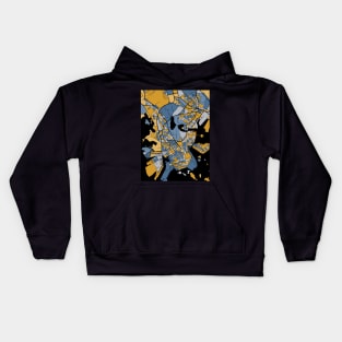 Helsinki Map Pattern in Blue & Gold Kids Hoodie